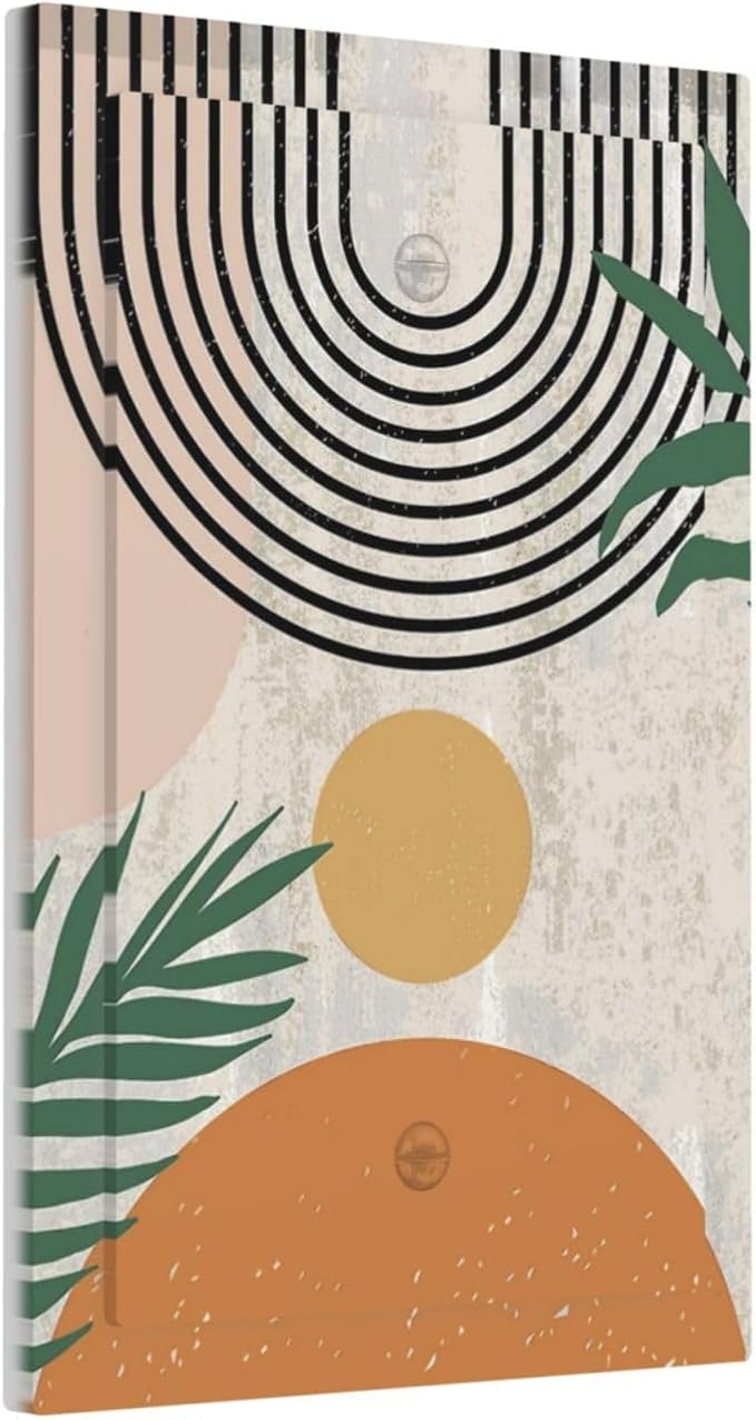 Vintage Orange Modern Abstract Mid Century Geometric Boho Bohemian Sun Aesthetic Art 1-Gang No Device Blank Wallplate Jumbo Size Unused Outlet and Light Switch Cover Decorative Plug Face Plate Cover