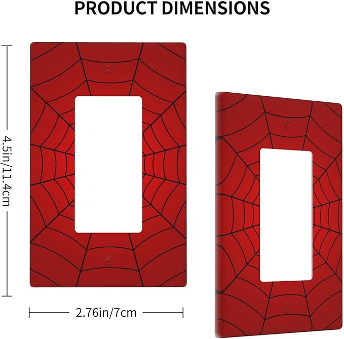 Red Spider Web 1-Gang Rocker Wall Plate, Hero Theme Cartoon Switch Plate for Boys Bedroom, Game Room & Man Cave