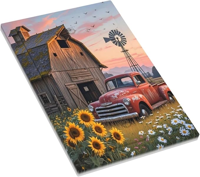Rustic Barn Red Truck Windmill Sunflower Light Switch Cover Plate 1 Gang No Device Blank Electrical Wall Plates Faceplate Decorative Switch Plate Covers for Farmhouse Home Decor