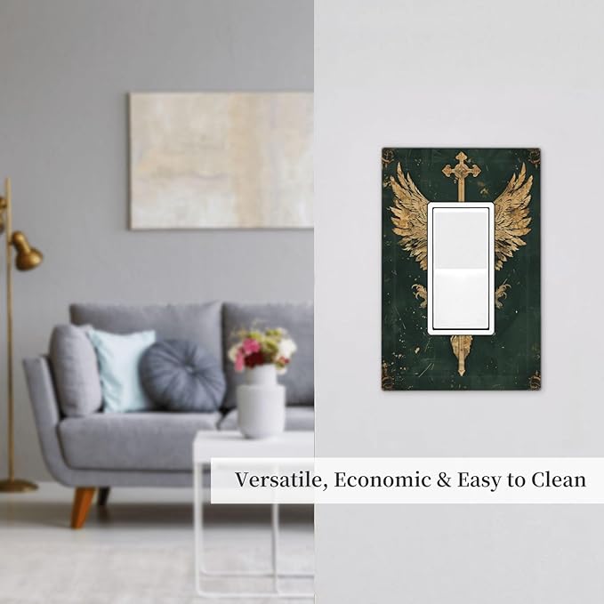 Medieval Retro Golden Eagle Totem Decorative Outlet Covers 1 Gang Single Rocker Wall Plates Gfci Faceplate Light Switch Cover Plate for Bedroom Living Room Decor