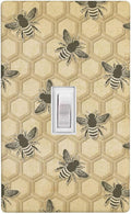 Honey Bee Honeycomb 1-Gang Toggle Light Switch Plate, Vintage Bee Wall Plate for Bedroom, Bathroom, Sunroom & Home