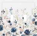 Blue Flora Boho Vintage Flower Golden Leaves Decorative Switch Plates 2 Gang Double Toggle Outlet Light Switch Cover Wall Plate Electrical Faceplate for Bedroom Living Room Decor