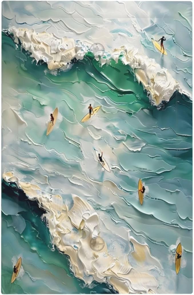 Beach Waves Ocean Surfing Hoverboard Painting Print Light Switch Cover Plate 1 Gang No Device Blank Electrical Wall Plates Faceplate Decorative Switch Plate Covers for Bedroom Living Room Decor