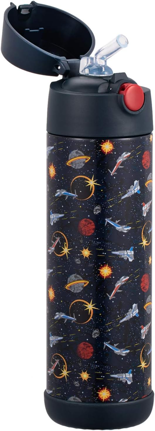 Snug Insulated Kids Water Bottle with Straw & Spout – Double-Wall Stainless Steel, Leakproof, Easy-Flip Lid – For School, Travel, Toddlers & Big Kids - Space Wars, 17oz
