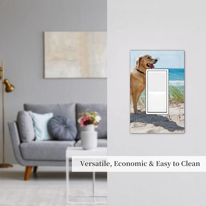 Custom 1 Gang Light Switch Cover Personalized Your Own Single Rocker Outlet Wall Plate with Picture Logo Text Decorative Decora Electrical Gfci Switchplate for Kitchen Bathroom Home Decor