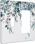 Decorative Outlet Covers Green Eucalyptus Boho Olive Leaves Country 2 Gang 1 Gang Wall Plate Single Toggle Rocker Combination Light Switch Covers Plate Jumbo Switch Plate Cover