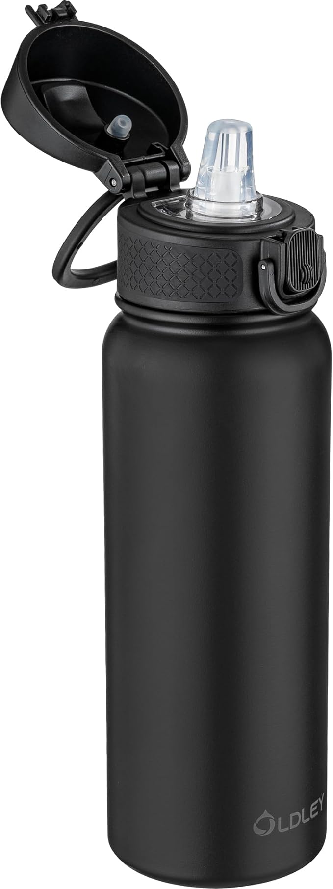 OLDLEY 20 Oz Insulated Stainless Steel Water Bottle For Kids, With Straws Leak-proof, Kids Water Bottles For School Boys Girls, Black