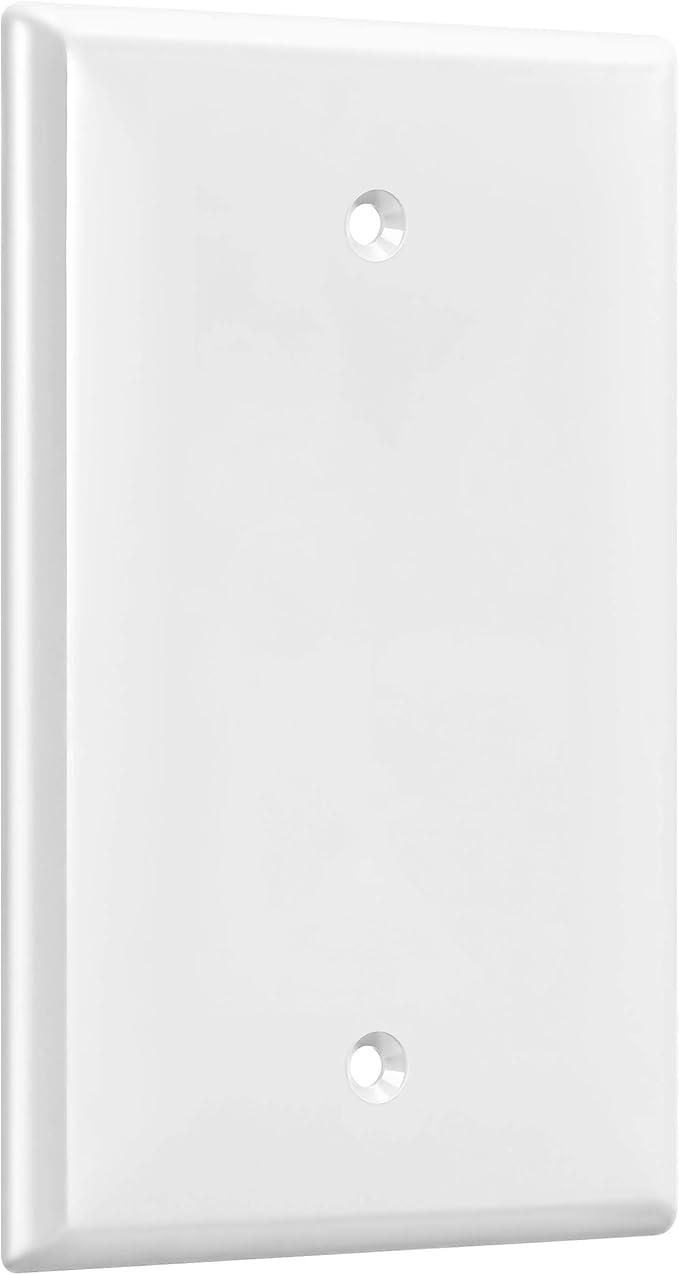 ENERLITES Blank Device Wall Plate, Gloss Finish, Mid-Size 1-Gang 4.88" x 3.11", Unbreakable Polycarbonate Thermoplastic, UL Listed, 8801M-W, White (Pack of 2)