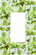 Green Leaves Spring Plant Floral Decorative Outlet Covers 1 Gang Single Rocker Light Switch Cover Plate Wall Plates GFCI Faceplate for Bed Room Living Room Decor