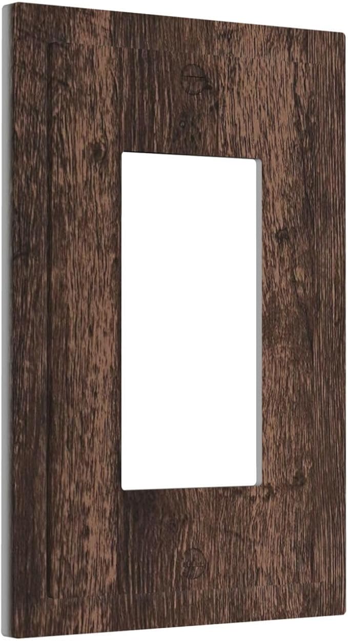 Outlet Covers Rustic Brown Wood Plank Retro Wooden Board 1 Gang Single Rocker Light Switch Cover Decorative GFCI Wallplates Socket Cover Electrical Switch Plate Covers for Farmhouse Home