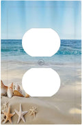 Decorative Outlet Covers Summer Beach Starfish Shells 4 Gang Duplex Switch plate Covers Electrical Switch plate Covers Wall Plates Receptacle Covers for Bathroom Home Decor