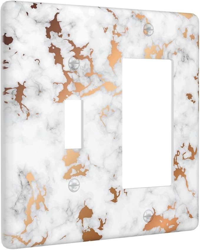 Lexury White Red Golden Marble 2 Gang Single Toggle/Rocker Combination Light Switch Cover Decorative Wall Plate Cover Electrical Faceplate Art Oil Painting Decor