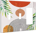 Beige Orange Boho Mid Century Abstract 3-Gang 2-Toggle 1-GFCI/Decorator Combination Light Switch Decorative Triple Combo Device Switches/Rocker Outlet Covers and Wall Plate