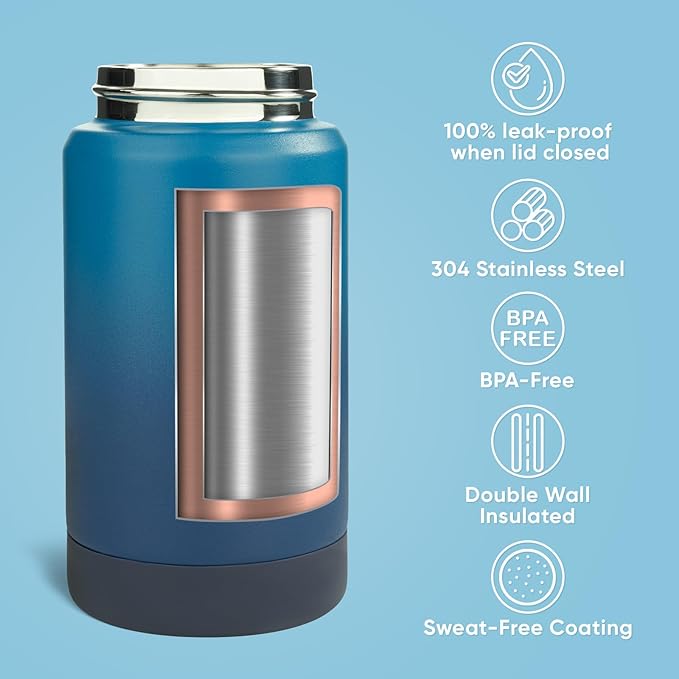 Fijinhom 12 oz Water Bottle, Kids Water Bottles for School, Toddler Water Bottle with Straw & Handle, 304 Stainless Steel Insulated Water Bottle, Non-slip Silicone Base, BPA Free, Gradient Blue