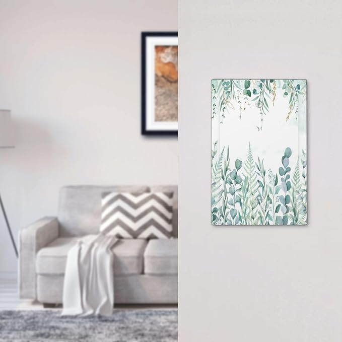 Boho Green Eucalyptus Leaf Floral Sage Flower Light Switch Cover Plate 1 Gang No Device Blank Electrical Wall Plates Faceplate Decorative Switch Plate Covers for Bedroom Living Room Decor