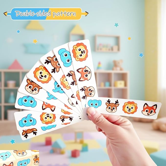 Wooden Animal Rotating Blocks Puzzle Montessori Toddler Matching Game Fine Motor Skills Sensory Toy for Kids 1-3 Years Old