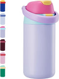 12 oz Water Bottle Insulated, 304 Stainless Steel Insulated Kids Water Bottle with Straw, 2-in-1 Lid Toddler Cups for School Boys Girls, BPA-Free, Leak-Proof, Great for Sport, Travel, Gift, Rainbow