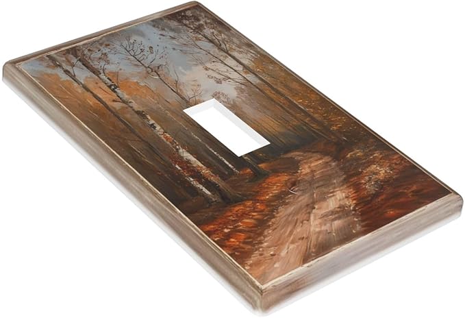 Decorative Art Light Switch Covers Maple Path Single Toggle Wall Plate Decorative Switchcover Electrical Switchplate for Home Decor