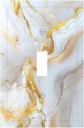 Decorative Switch Cover Plate Abstract Gold Marble Design with White & Gold Single Gang Toggle Switch Plate Light Switch Covers Artistic Faceplate for Modern Luxurious Decor