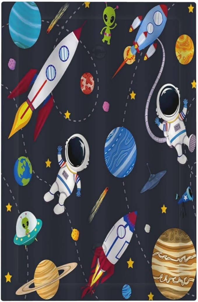 Rocket Planets Astronaut Blue Decorative 1 Gang Decorative light switch plate Blank Wall Plate No Device Switchplate Electrical Faceplate for Nursery Kidsroom Bedroom Decor