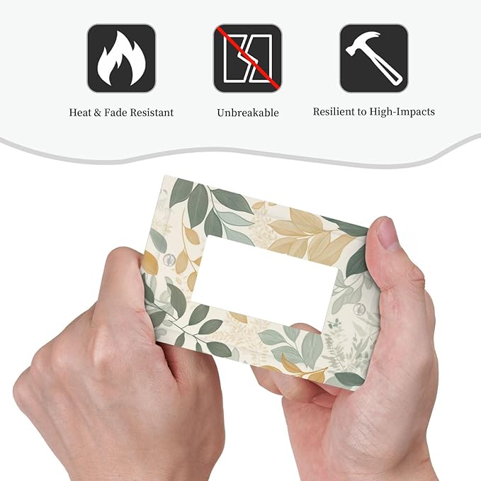 Boho Watercolor Leaves Single Light Switch Cover Plate Green Botanical 1 Gang Rocker Outlet Covers Switchplate Decorative Electrical GFCI Wallplate Faceplates for Country Bedroom Kitchen Decor