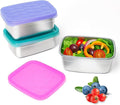 Tanjiae 3-Pack Stainless Steel Snack Containers for Kids & Toddlers - 550ml (18oz) Leakproof Reusable Food Containers with LFGB Certified Lids | Stackable Metal Lunch Box for Daycare, School, Travel