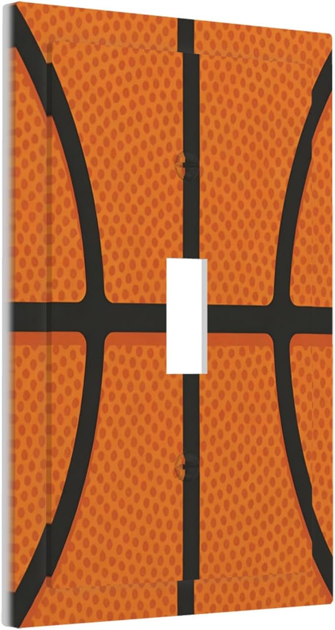 Vintage Basketball Texture 1-Gang Toggle Light Switch Plate, Sports Themed Decorative Wall Plate for Boy's Bedroom Decor