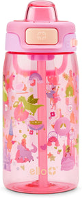 Ello Kids Pop & Fill 16oz Tritan Plastic Water Bottle with Quick Fill Technology, Leak Proof Locking Lid, Sip & Chug, BPA Free, Dishwasher Safe, For School, Lunchboxes, Royal Palace