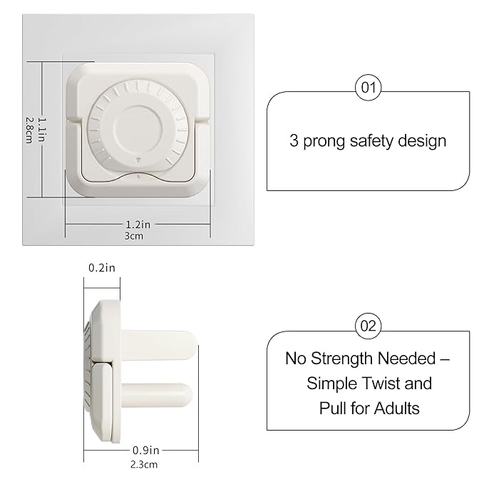 32 Pack Baby Proof Outlet Covers, Electric Socket Protector Outlet Covers with Hidden Pull Handle for Child, Baby Safety Plug Covers with Dual Safety Lock