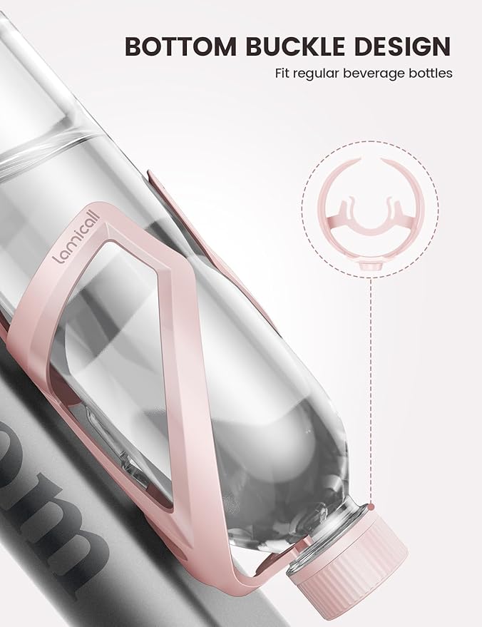 Lamicall Bike Water Bottle Holder - 1.2 Oz Ultralight & Sturdy Bike Cup Holder, Bicycle Drink Cage, Cycling Bike Water Bottle Cage with Screw Tool, for 2.75-3.94" Diameter Bottles, Pink