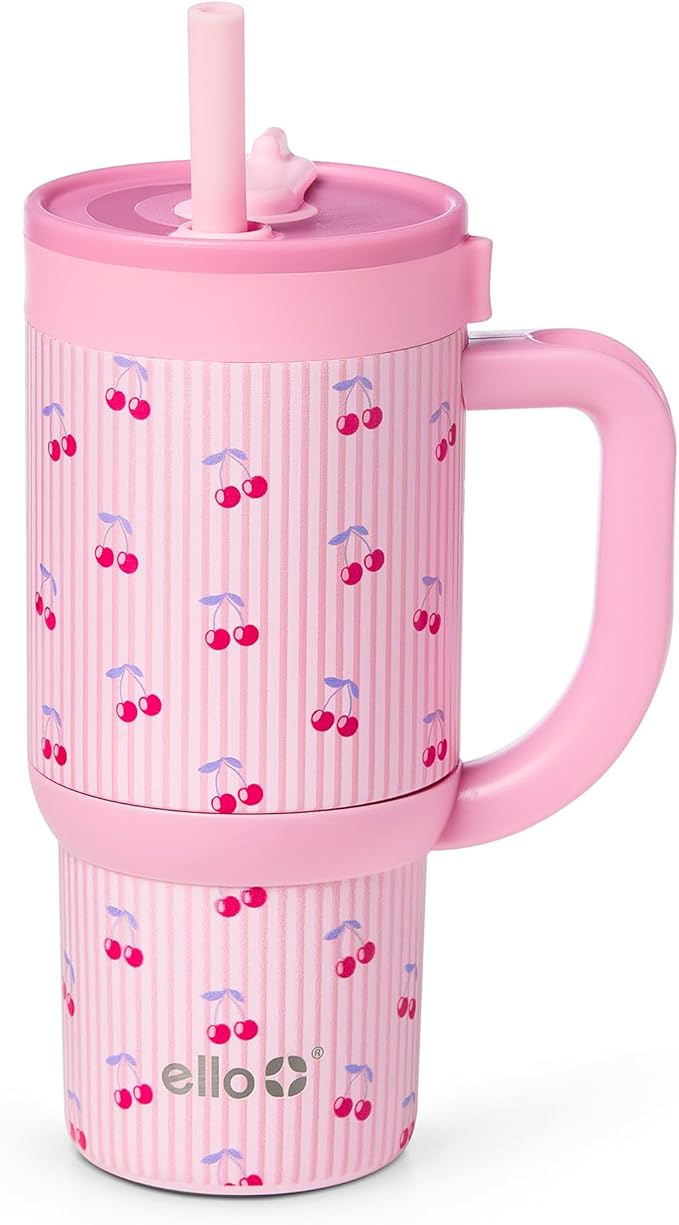 Ello Oasis 14oz Stainless Steel Tumbler - Preppy Cherries