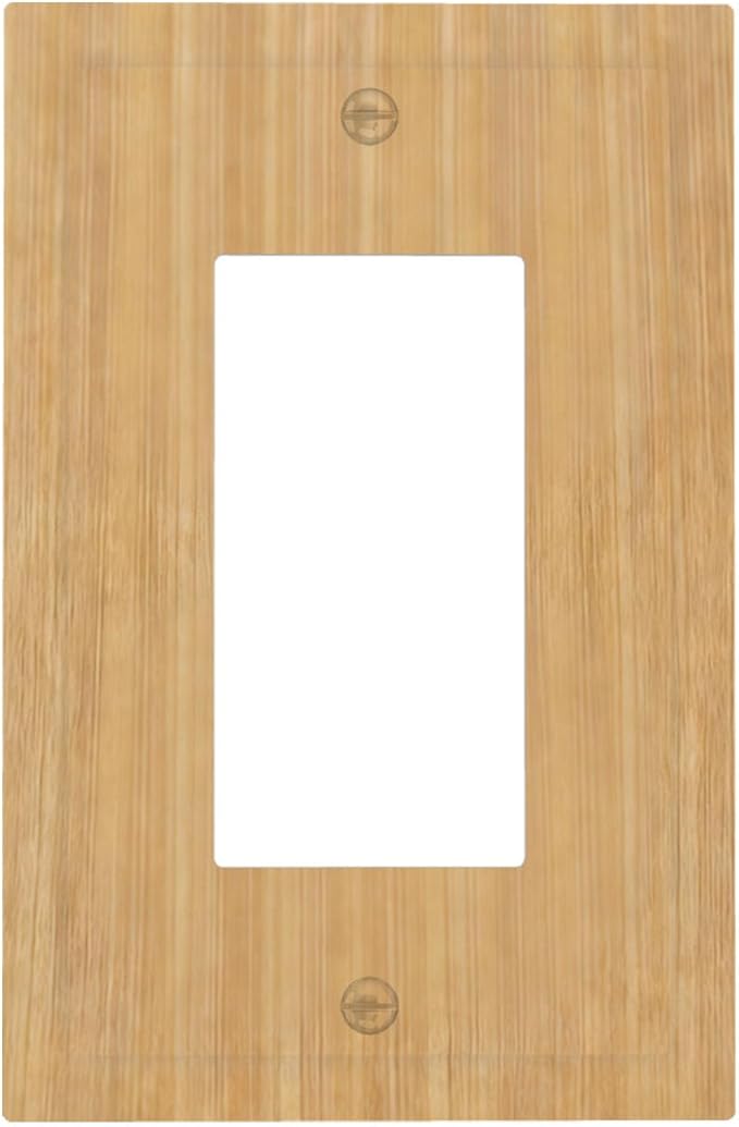 Rustic Woodgrain Single Rocker Switch Cover - 1-Gang Standard US Size Minimalist Farmhouse Wooden Light Switch Covers for Home & Office Decor