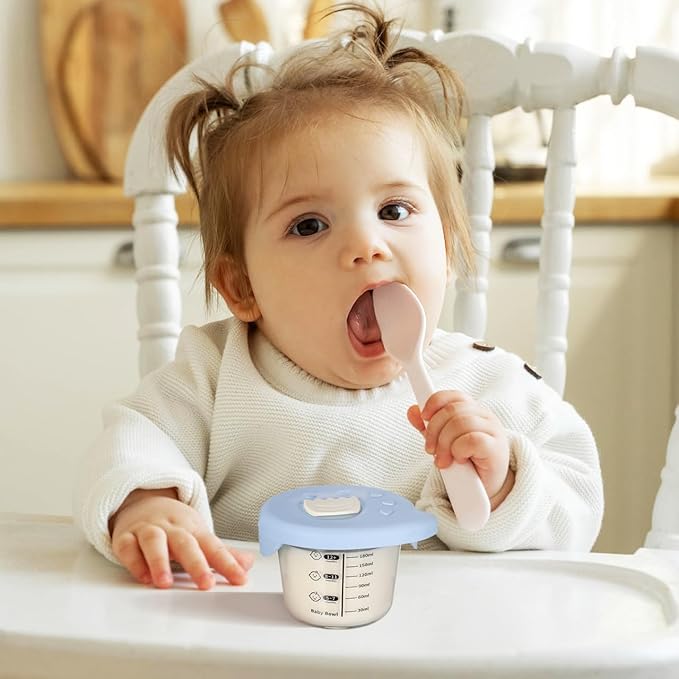 Toyvian Baby Glass Dessert Cups With Lid, Food Storage Bowl Kids Heated Glass Soup Container