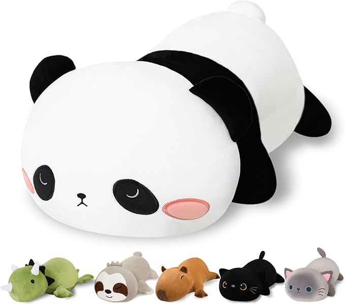 Finebee Weighted Panda Stuffed Animals, Cute Weighted Panda Plush, Soft Stuffed Weighted Plushie Pillow Gifts for Girls Boys(23.6" 3.1Lbs)