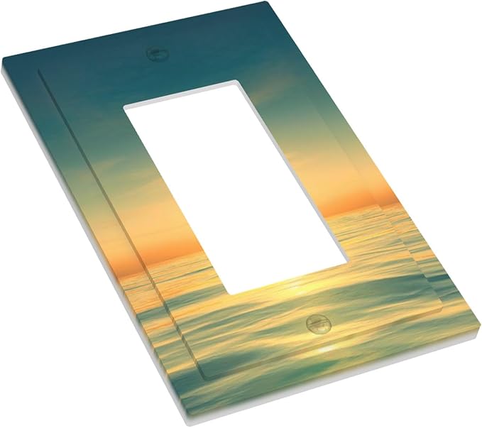 Serene Coastal Sunset Single Rocker Switch Cover - 1-Gang Standard US Size Minimalist Ocean Landscape Design Light Switch Covers for Bathroom Decor
