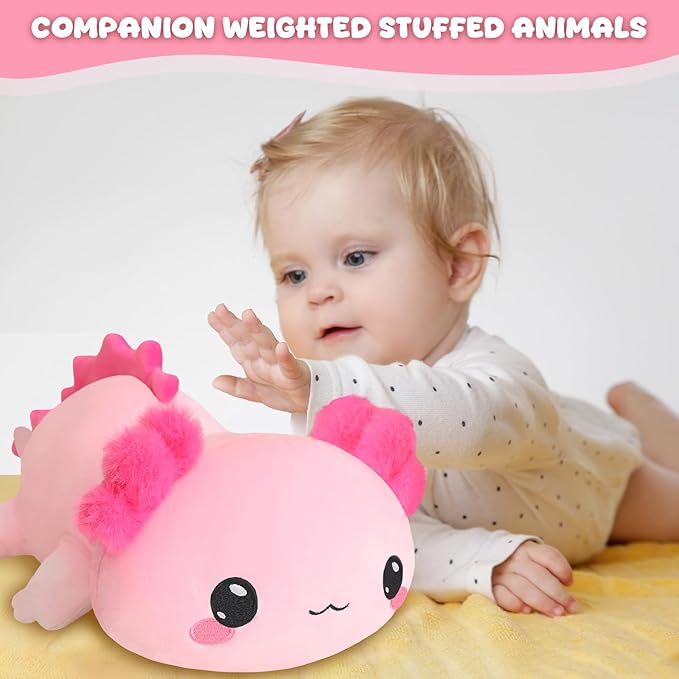 TOYSYM Weighted Stuffed Animals, Axolotl Stuffed Animal with Weighted Beads, Cute Plush Toy Pillow Gifts for Adults Kids Boys Girls