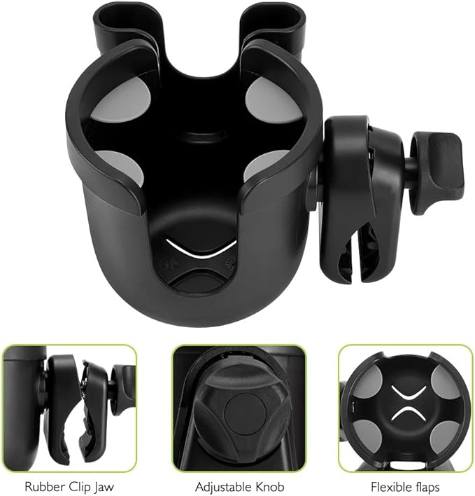 Accmor Stroller Cup Holder with Phone Holder, Bike Cup Holder, Universal Cup Holder for Uppababy Nuna Doona Strollers, 2-in-1 Cup Phone Holder for Stroller Bike Accessory