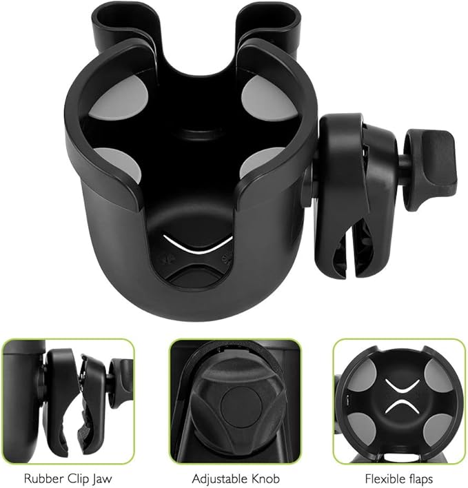 Accmor Stroller Cup Holder with Phone Holder, Bike Cup Holder, Universal Cup Holder for Uppababy Nuna Doona Strollers, 2-in-1 Cup Phone Holder for Stroller Bike Accessory