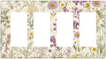 Watercolor Floral Leaves 4 Gang Light Switch Cover Plate Small Purple Flowers Daisies Quad Rocker Outlet Covers Switchplates Decorative Electrical Faceplate for Bedroom Kitchen Living Room Decor