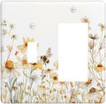 Yellow White Daisy Floral Bee Wild Flower Outlet Covers 1 Toggle 1 Rocker Combination Decorative Wall Plate Electrical Switch Plates Light Switch Cover Plate for Bedroom Living Room Decor