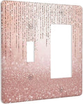 Pink Glittery Bling 2 Gang Single Toggle/Rocker Combination Light Switch Cover Decorative Wall Plate Faceplate Boys Kids Teen Girl Bedroom Room Decorate 4.5" x 4.5
