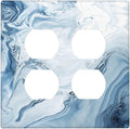 Blue Marble Abstract Ombre Chic Luxury Print Outlet Covers 2 Gang Double Duplex Decorative Light Switch Covers Electrical Wallplates Socket Faceplate for Bathroom Living Room Decor