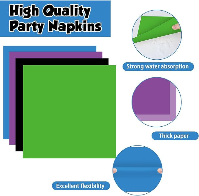 96Pcs Night Video Game Party Supplies Nite Gamer Paper Plates and Napkins Birthday Decorations Level Up Disposable Tableware Set for Kids Video Game Birthday Baby Shower Party Decorations Serves 24