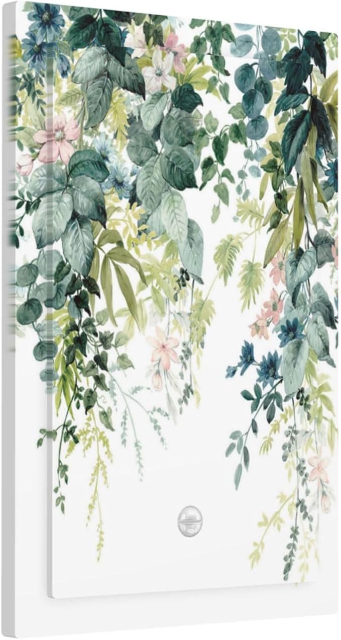 Colorful Plant Flower Sage Eucalyptus Leaves Light Switch Cover Plate 1 Gang No Device Blank Electrical Wall Plates Faceplate Decorative Switch Plate Covers for Bedroom Living Room Decor