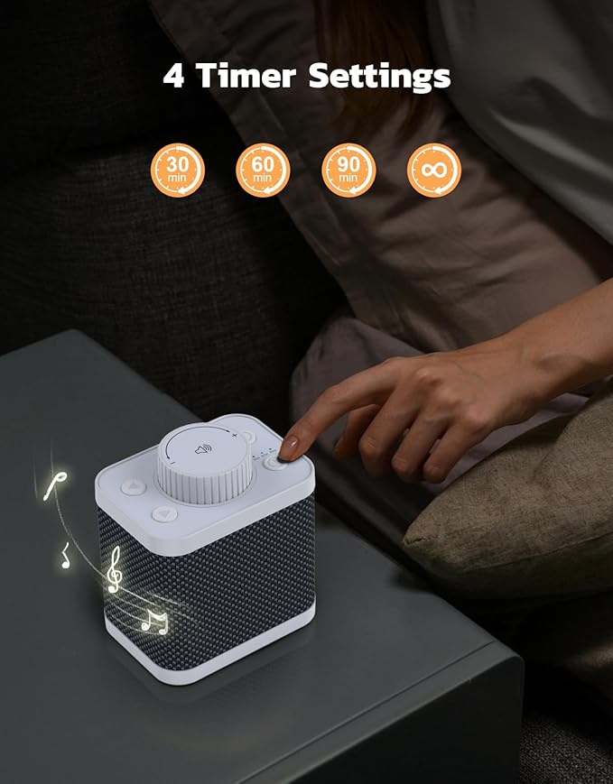 White Noise Sound Machine with 20 Soothing Sounds, 18-48h Powerful Battery, 3 Timers Memory Function and White Noise Machine for Sleeping, Portable Sound Machine for Baby Adult Fathers Day Gift