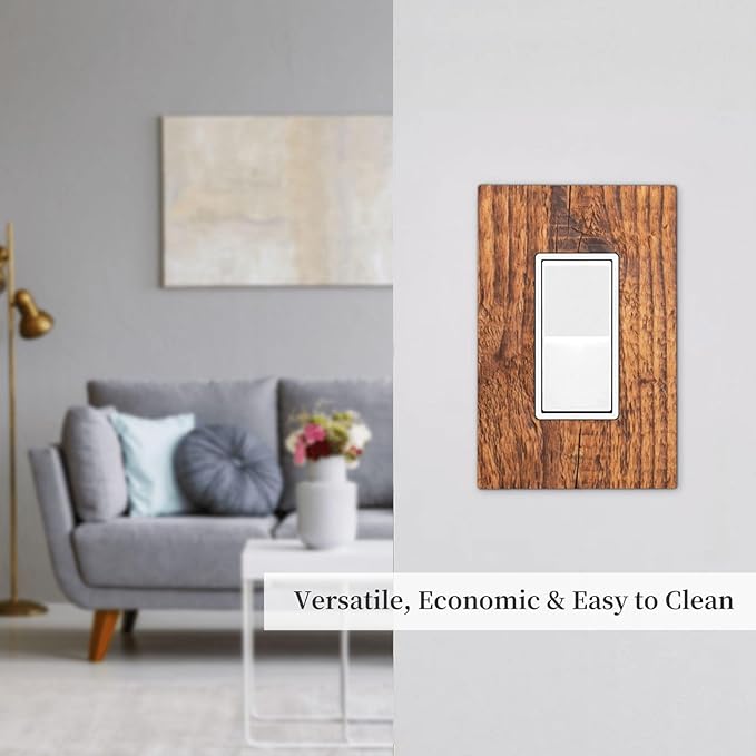 Brown Wood Grain Rustic Natural Burl Print Decorative Outlet Covers 1 Gang Single Rocker Light Switch Cover Plate Wall Plates GFCI Faceplate for Farmhouse Home Decor