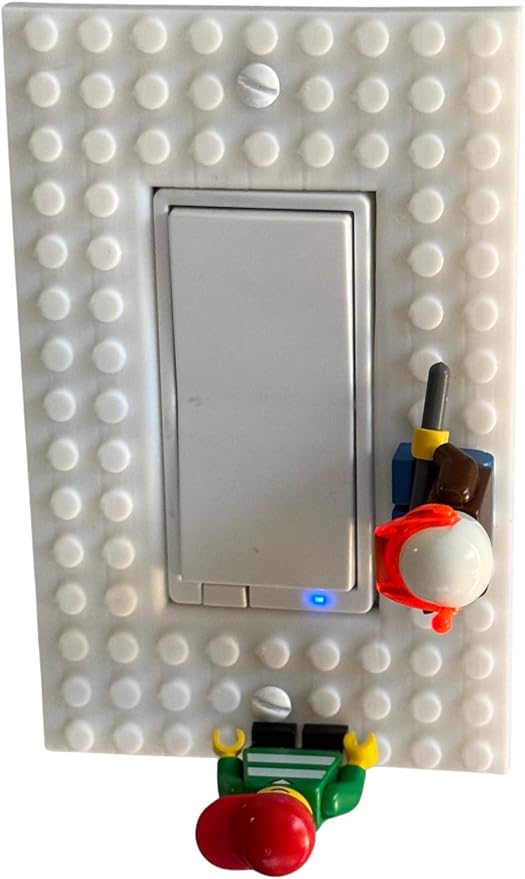 Brick Wall Plate, Rocker Toggle Light Switch Cover for Kids Bedroom, Game Room, 1-Gang (White)