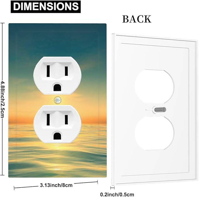 Serene Coastal Sunset Duplex Wall Plate - 1-Gang Standard US Size Minimalist Ocean Landscape Design Outlet Covers for Bathroom Decor