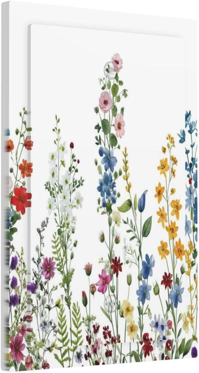 Decorative Light Switch Cover Colorful Wildflowers Plants Flowers on White Background Wall Plate Cover 1 Gang Blank No Device Outlet Covers Electrical Switchplate for Bathroom Home Decor
