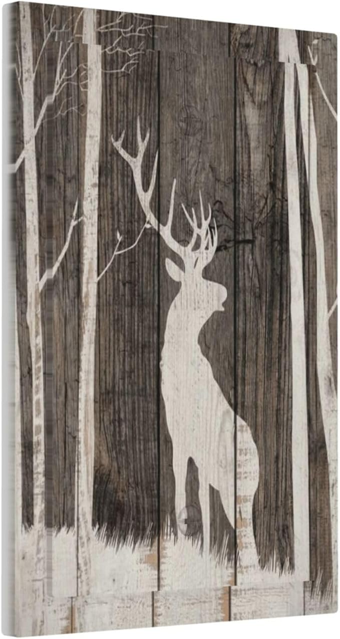 Vintage Wood Forest Deer Wildlife Animal Silhouette Light Switch Cover Plate 1 Gang No Device Blank Electrical Wall Plates Faceplate Decorative Switch Plate Covers for Farmhouse Home Decor